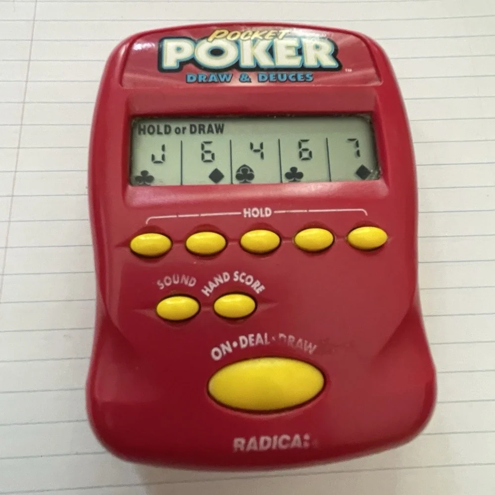 Pocket Poker Draw and Deuces Radica Electronic Handheld Game. Used 1997 Tested